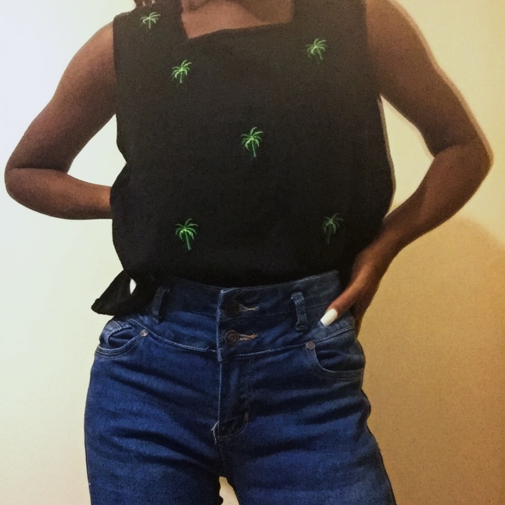 SOLD !!! Black and green palm tree shirt